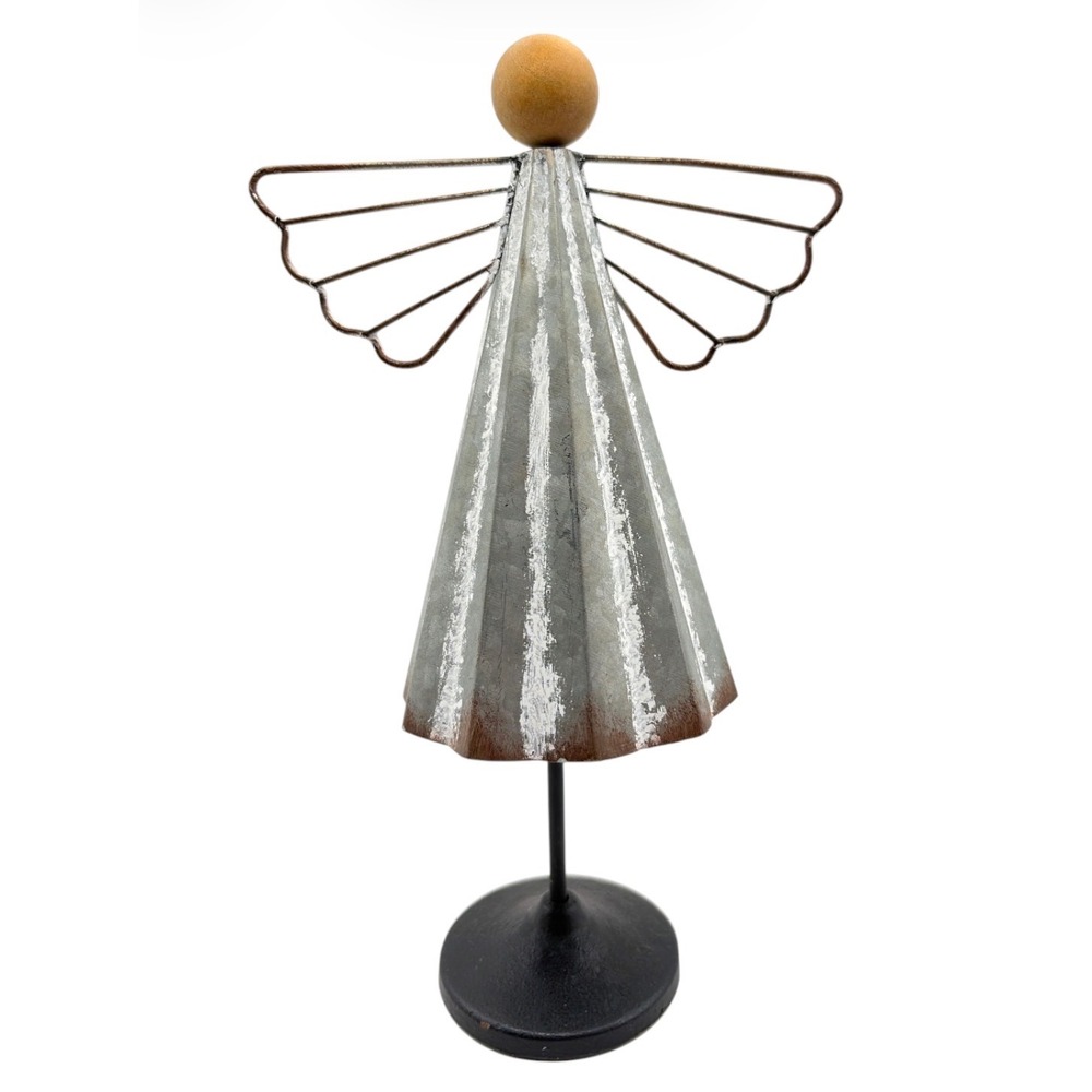 Rustic Farmhouse Metal Angel Distressed Galvanized Country Christmas Decor